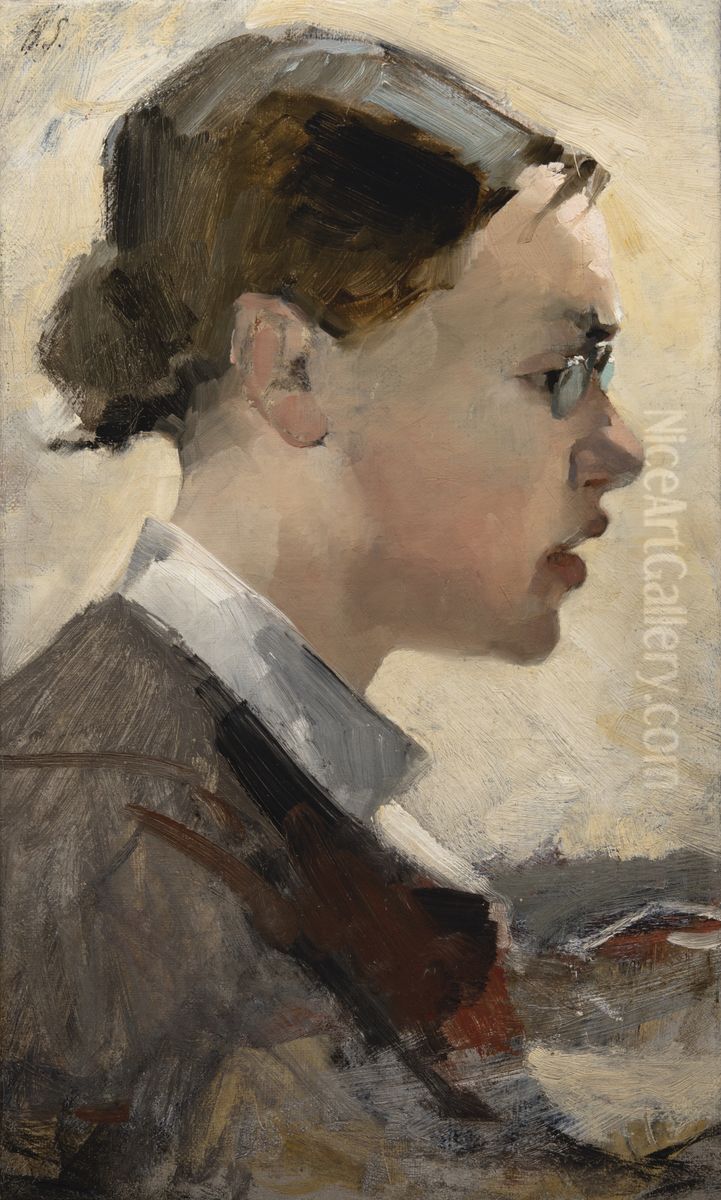Portrait of Helena Westermarck Oil Painting by Helene Schjerfbeck