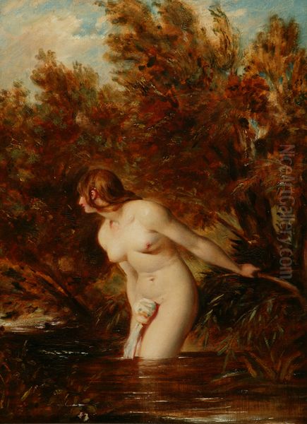 The Bather 'At the Doubtful Breeze Alarmed', replica Oil Painting by William Etty