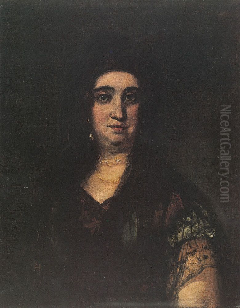 Retrato de Dama con Mantilla Oil Painting by Francisco Goya Fuendetodos