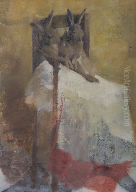Bunny Dolls Oil Painting by Helene Schjerfbeck