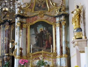 la Predication aux poissons de saint Francois d'Assise, trois seraphins a Mommenheim