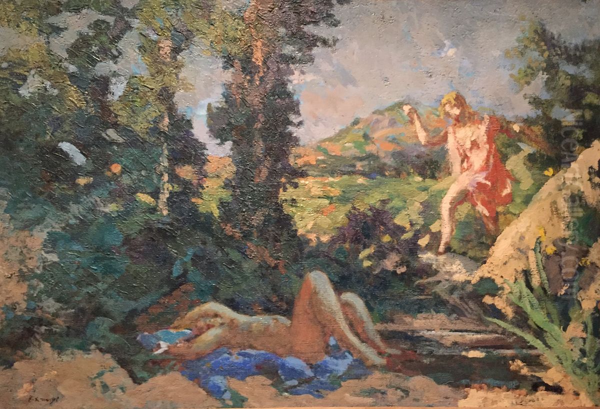 Faune et nymphe Oil Painting by Ker-Xavier Roussel
