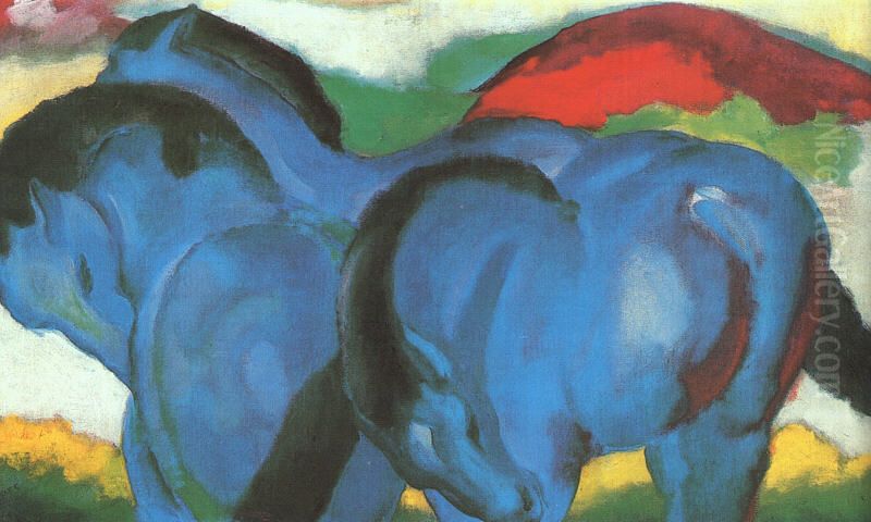 Die Kleinen Blauen Pferde Oil Painting by Franz Marc