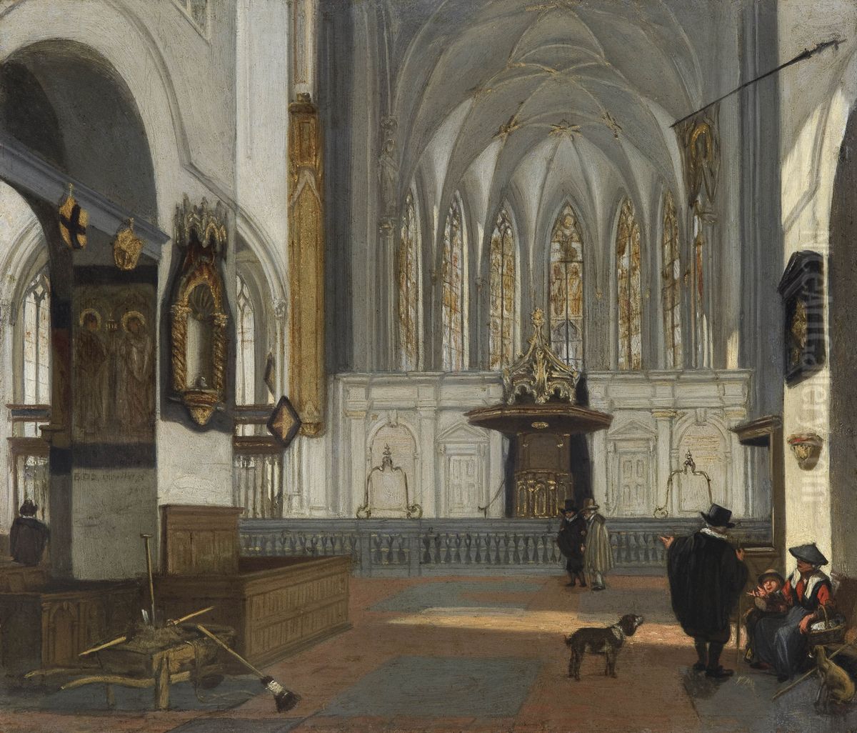 Gezicht op het koor van de Janskerk te Utrecht, vanuit het schip gezien Oil Painting by Emanuel de Witte