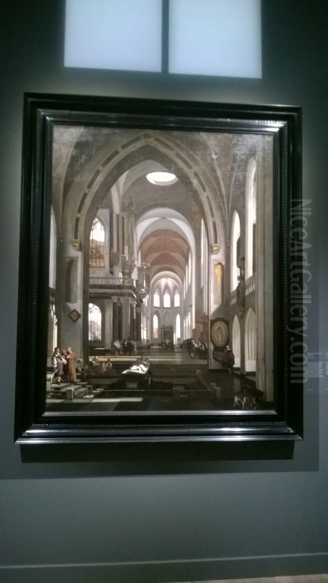 Church Interior Oil Painting by Emanuel de Witte