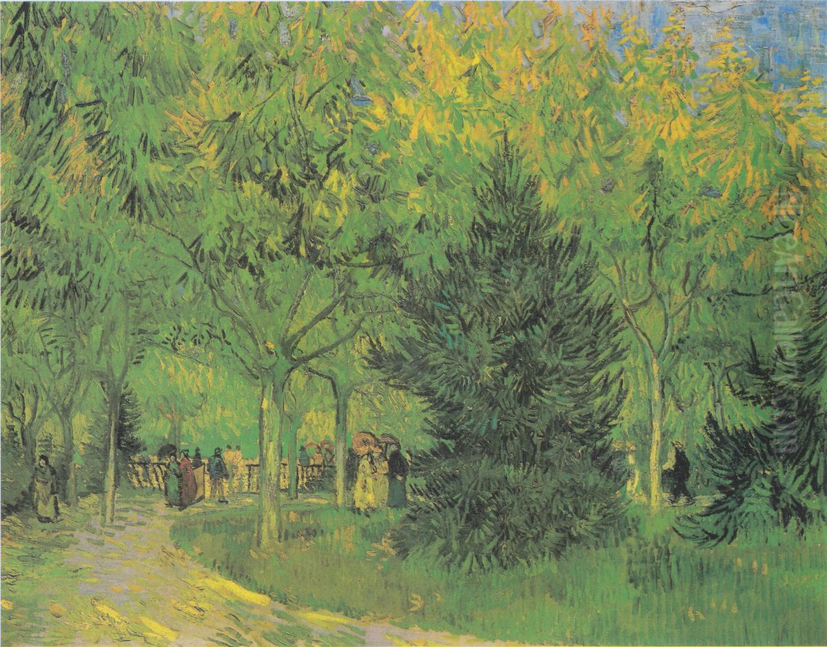 Path in the Park of Arles with walkers Oil Painting by Vincent Van Gogh