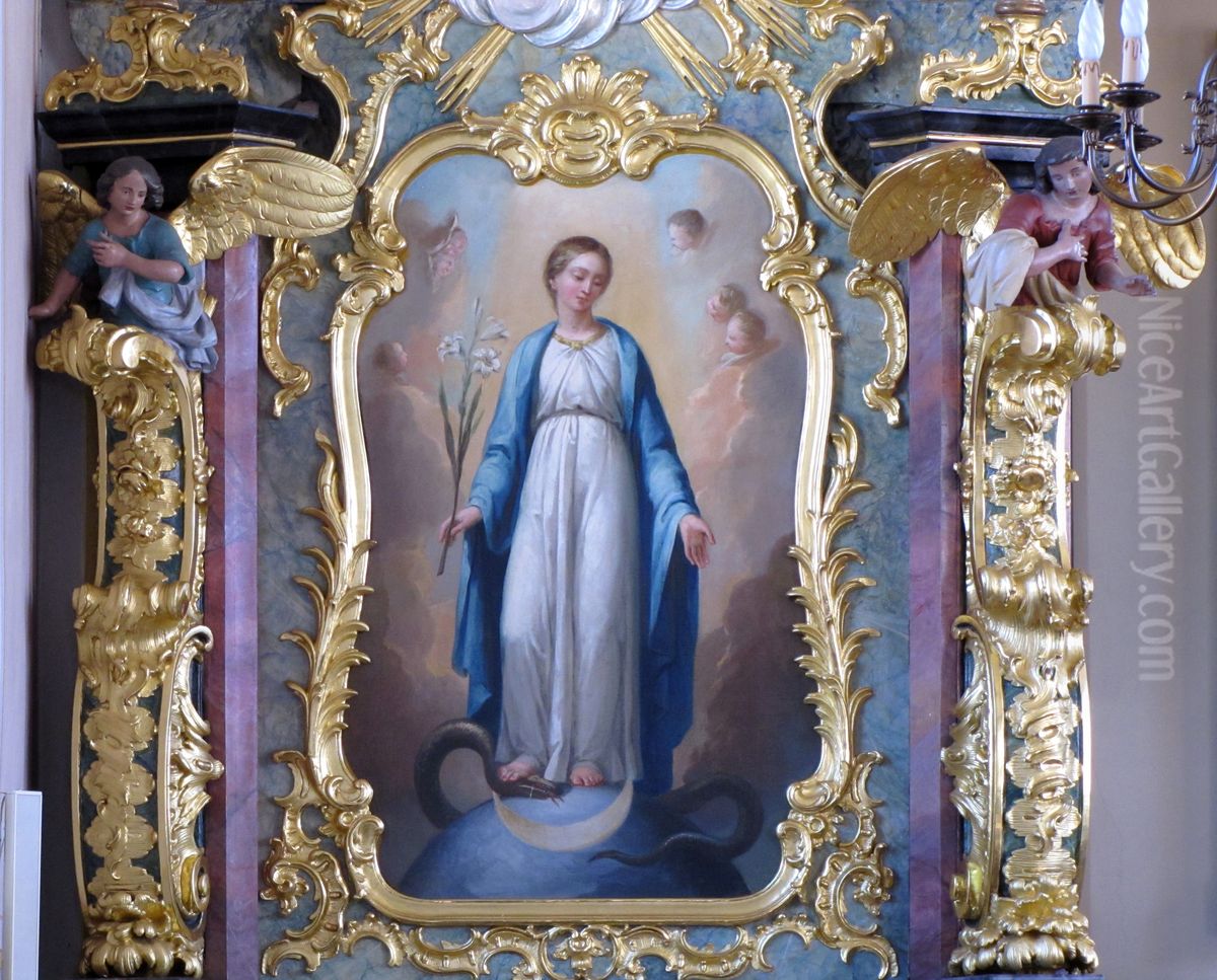 Immaculee Conception, la Fille aveugle et muette de Dagobert 1er guerie par l'eveque saint Florent de Strasbourg Oil Painting by unknown