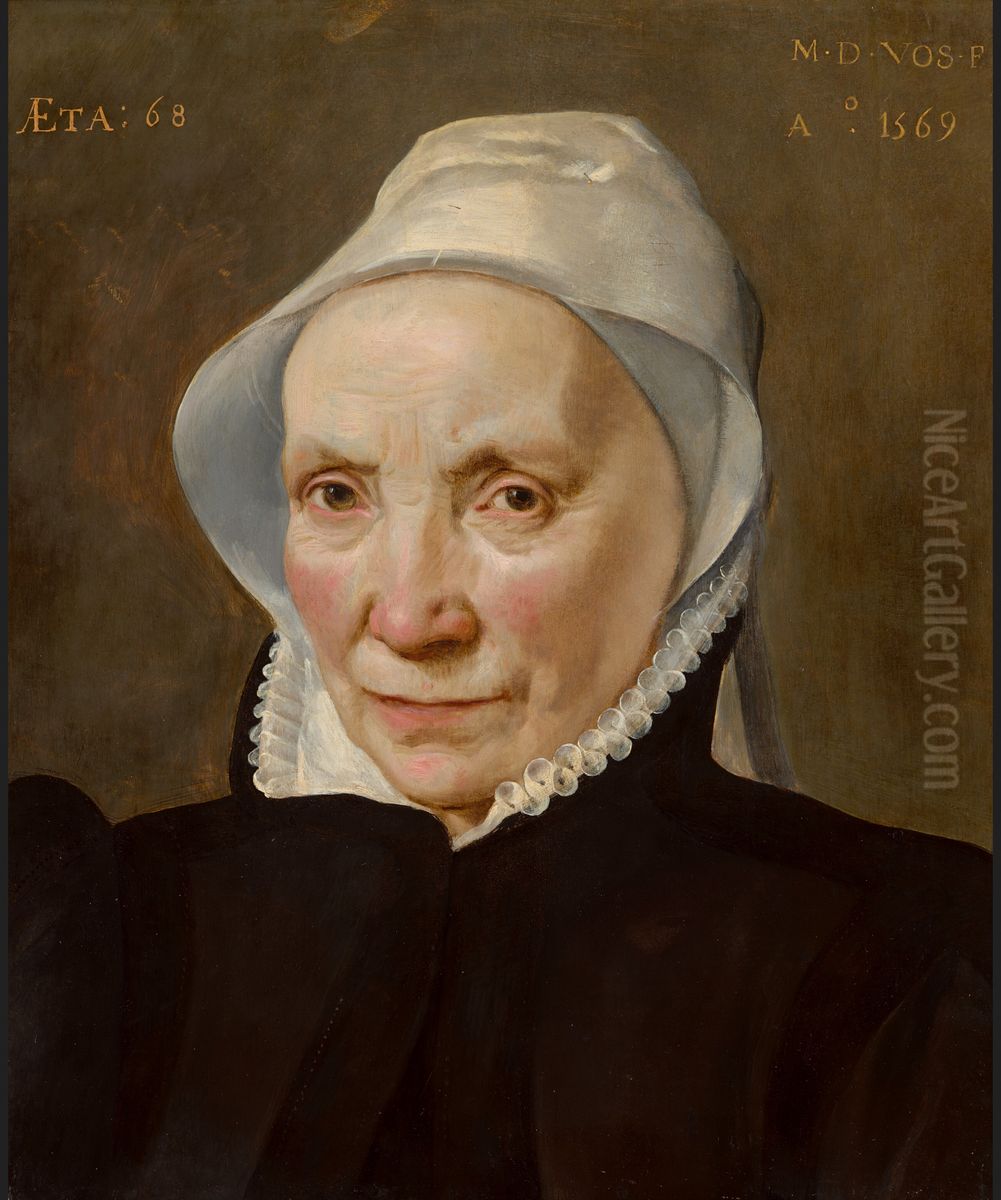 Portrait of an Old Woman Oil Painting by Maerten De Vos