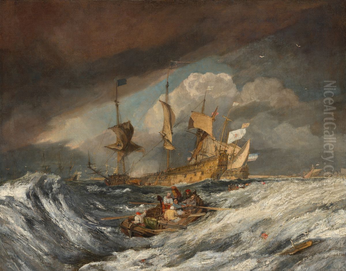 Boats Carrying Out Anchors to the Dutch Men of War Oil Painting by J. M. W. Turner