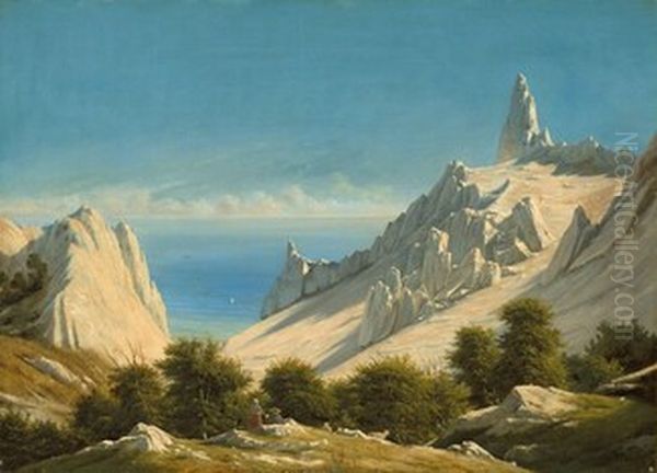 View of Sommerspiret, the Cliffs of Mon Oil Painting by Georg Emil Libert