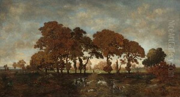 After the Rain Oil Painting by Theodore Rousseau