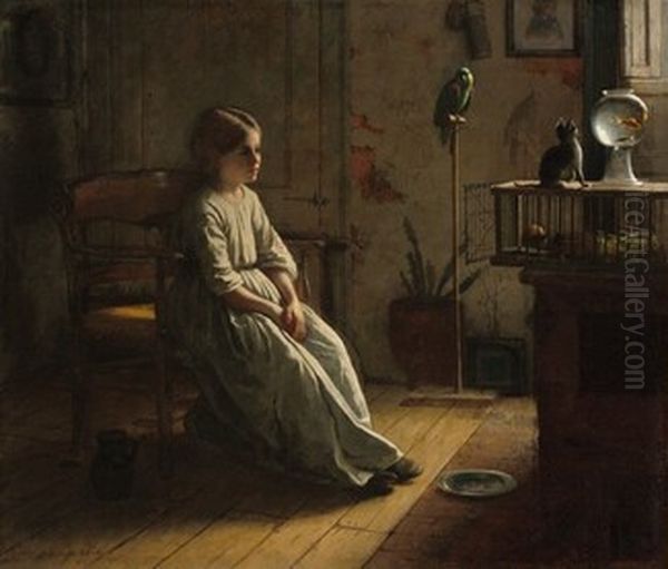 The Pets Oil Painting by Eastman Johnson