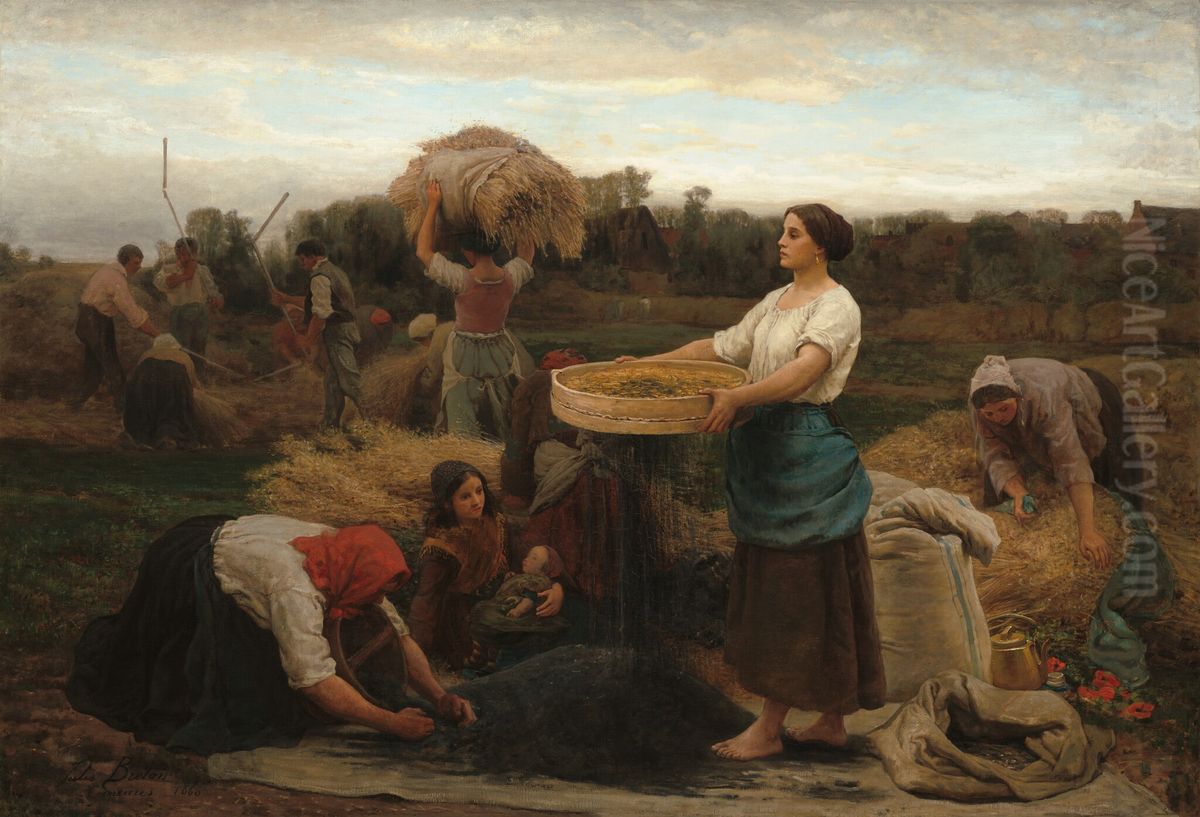 HarvestingRapeseed Oil Painting by Jules Breton
