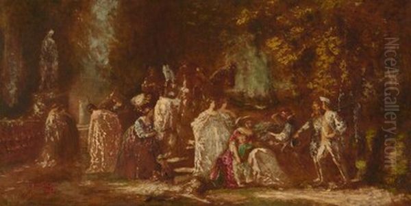 Return from the Hunt Oil Painting by Adolphe Joseph Thomas Monticelli