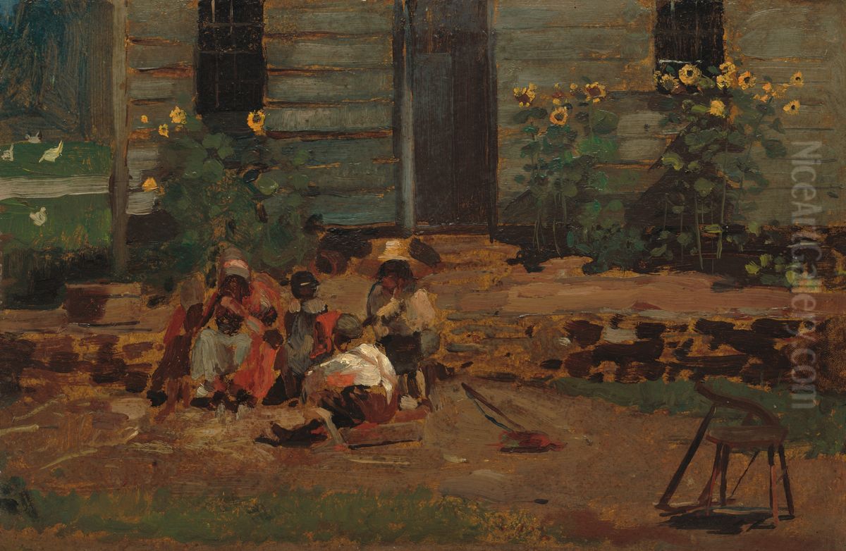 Sketch of a Cottage Yard Oil Painting by Winslow Homer