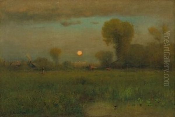 Harvest Moon Oil Painting by George Inness
