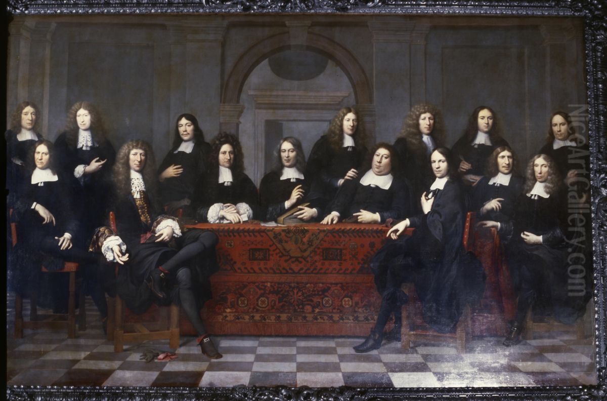 Regenten van het Ambachtskinderhuis te Utrecht. Oil Painting by Jan Vermeer van Utrecht