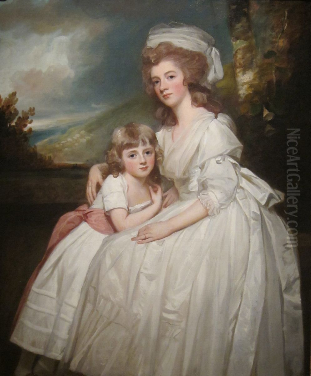 Mrs. Richard Pryce Corbet and Her Daughter Mary Oil Painting by George Romney