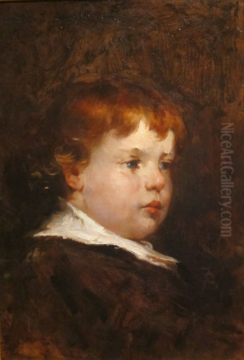 A Red Haired Boy Oil Painting by Frank Duveneck