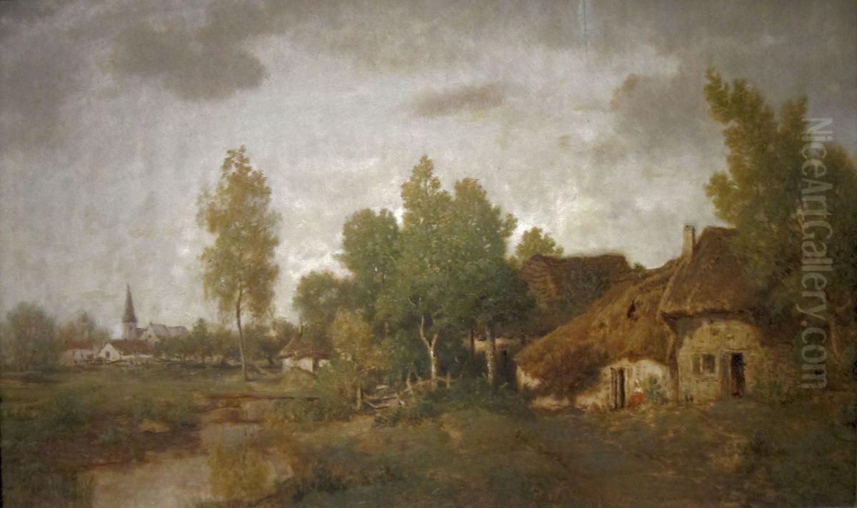 Village in Berry Oil Painting by Theodore Rousseau