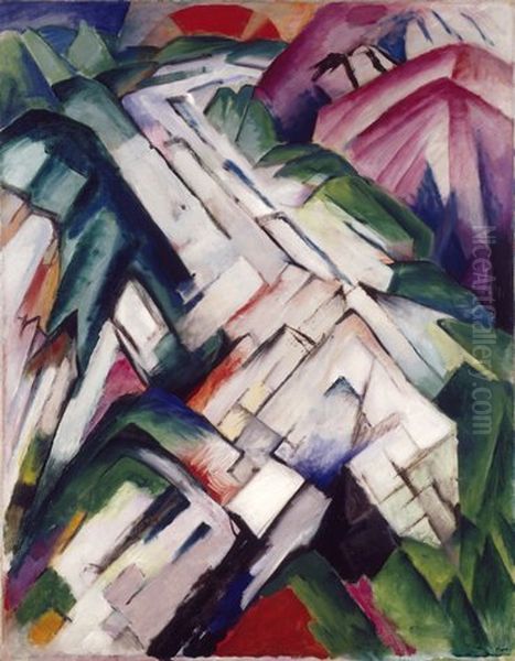 Mountains Oil Painting by Franz Marc