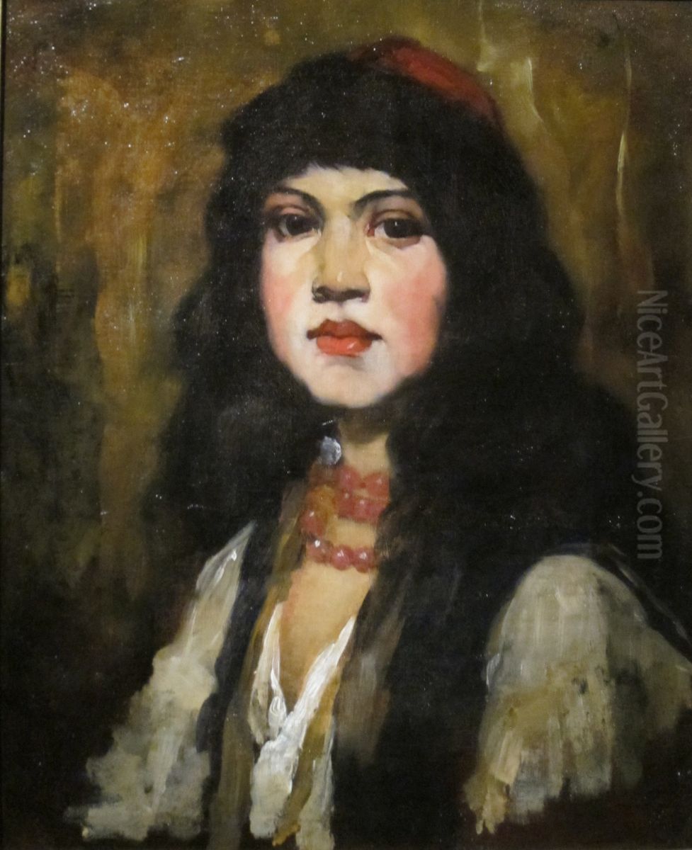 Venetian Girl Oil Painting by Frank Duveneck