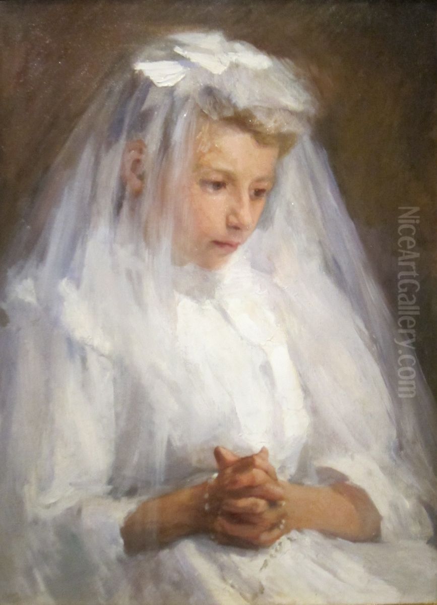 First Communion Oil Painting by Caroline A. Lord