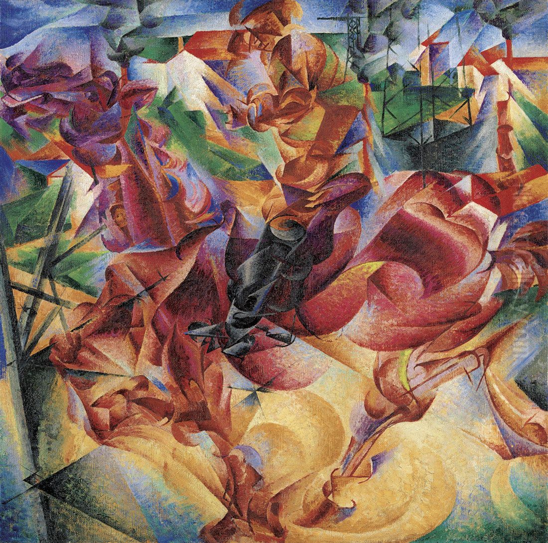 Elastic Oil Painting by Umberto Boccioni