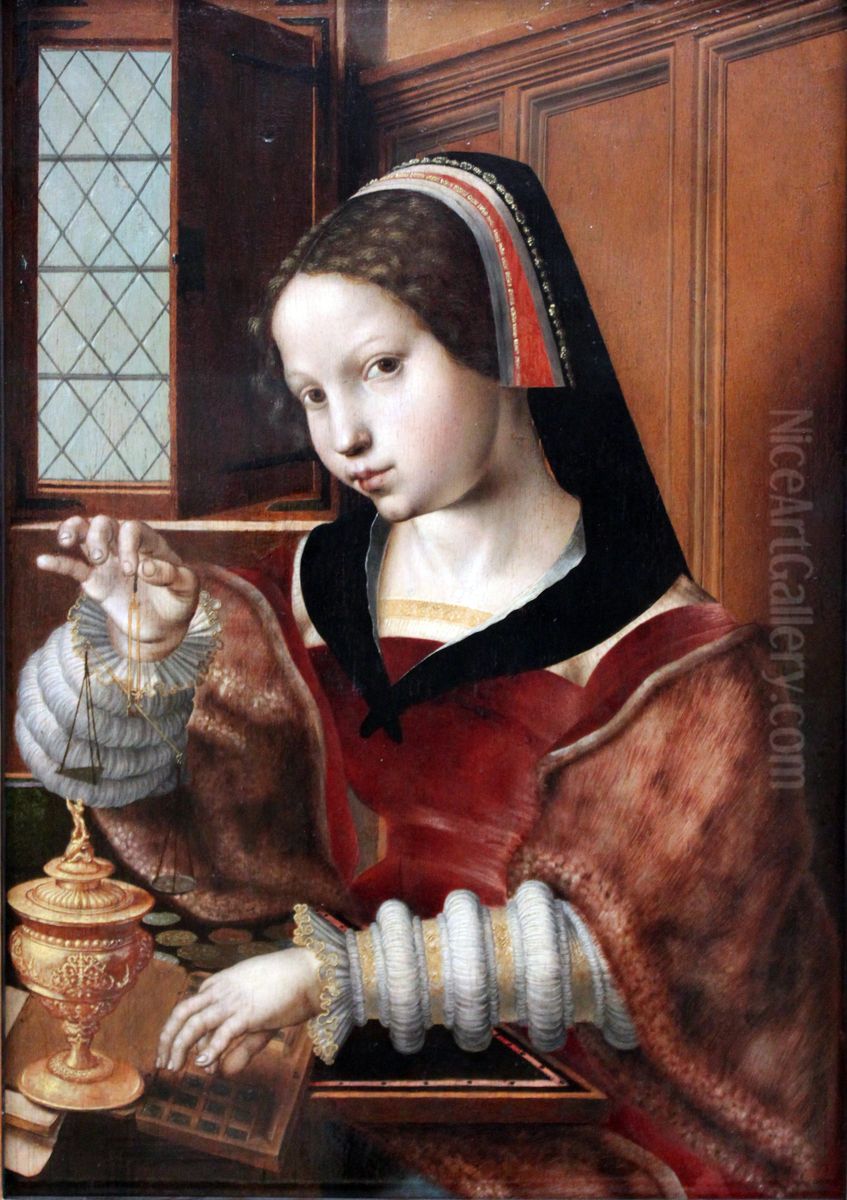 Die Goldwagerin Oil Painting by Jan Sanders Van Hemessen