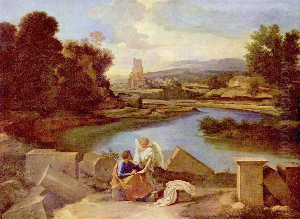 Landschaft mit dem Hl. Matthaus Oil Painting by Nicolas Poussin