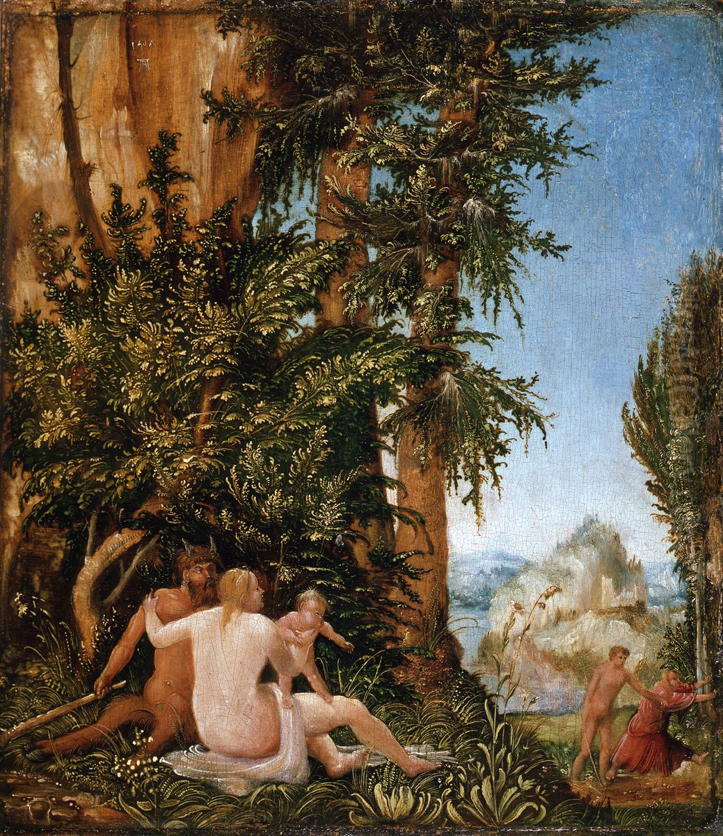 Landscape with Satyr Family Oil Painting by Albrecht Altdorfer