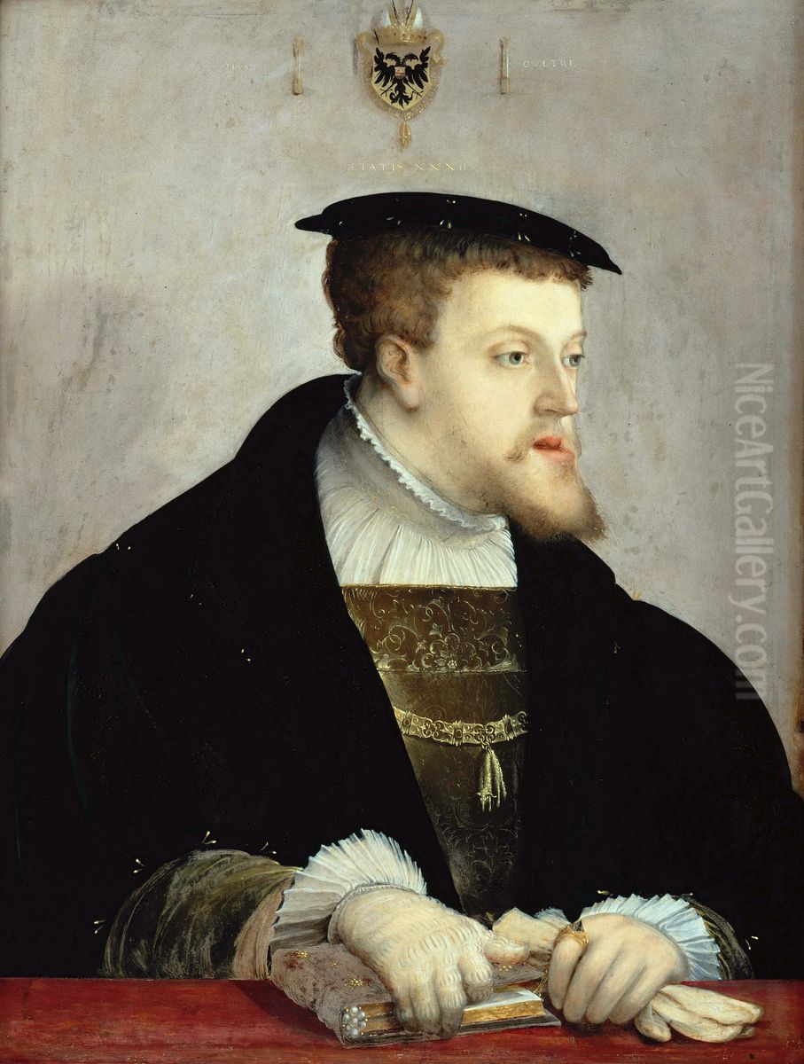 Portrait of Charles V, Holy Roman Emperor (1500-1558) Oil Painting by Christoph Amberger