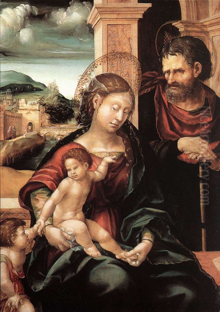 Holy Family with Child St. John Oil Painting by Hans Burgkmair the elder