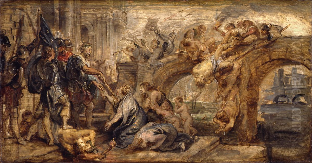Die Einnahme von Paris durch Heinrich IV. Oil Painting by (studio of) Rubens, Peter Paul