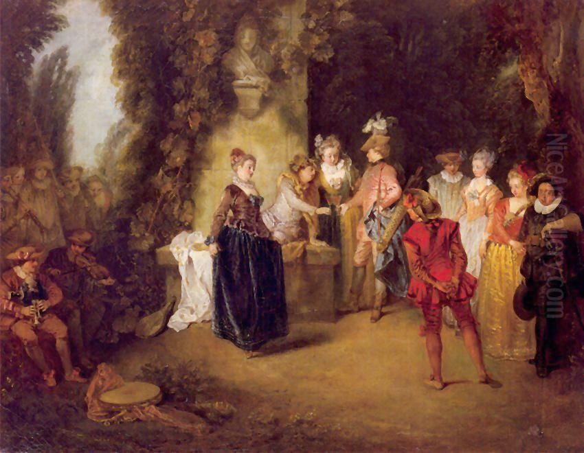 Love in the French Theatre Oil Painting by Jean-Antoine Watteau