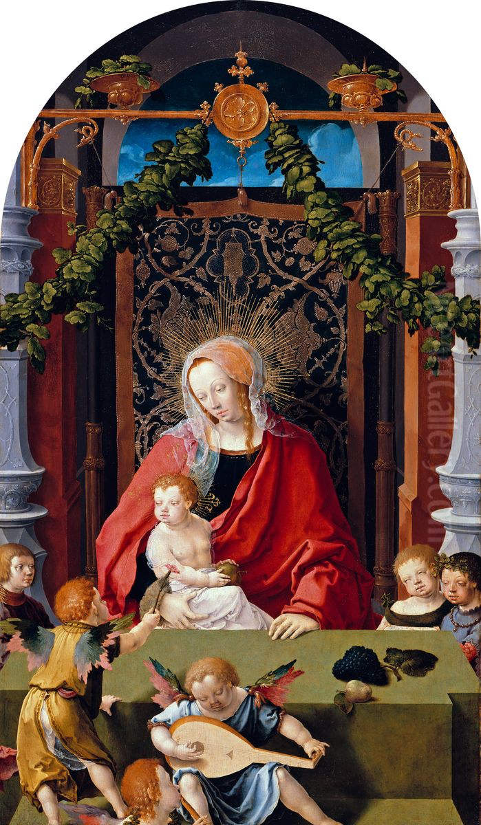 Virgin and Child with Angels Oil Painting by Lucas Van Leyden