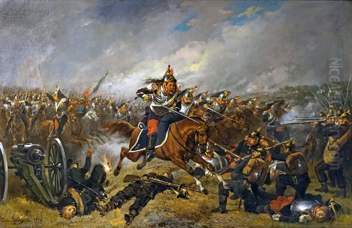 La charge des cuirassiers Oil Painting by Theodore Levigne