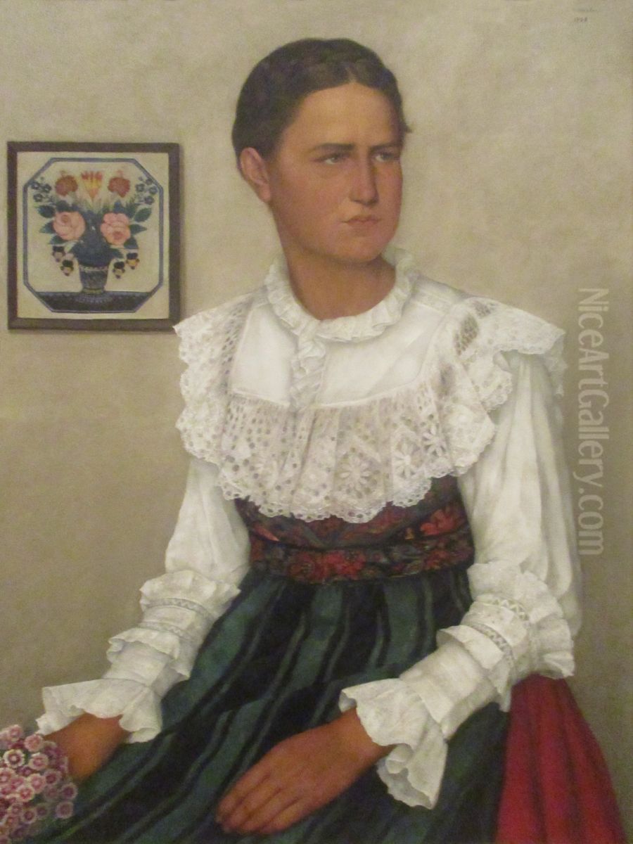 Portrait de jeune fille alsacienne Oil Painting by Gustave Stoskopf