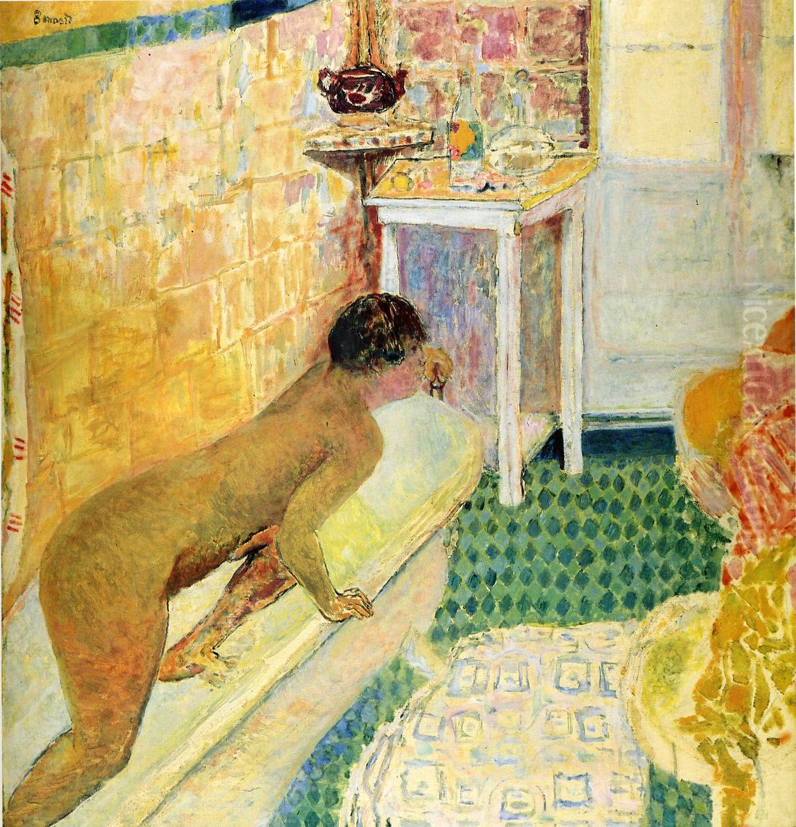 The Exit of the bath Oil Painting by Pierre Bonnard