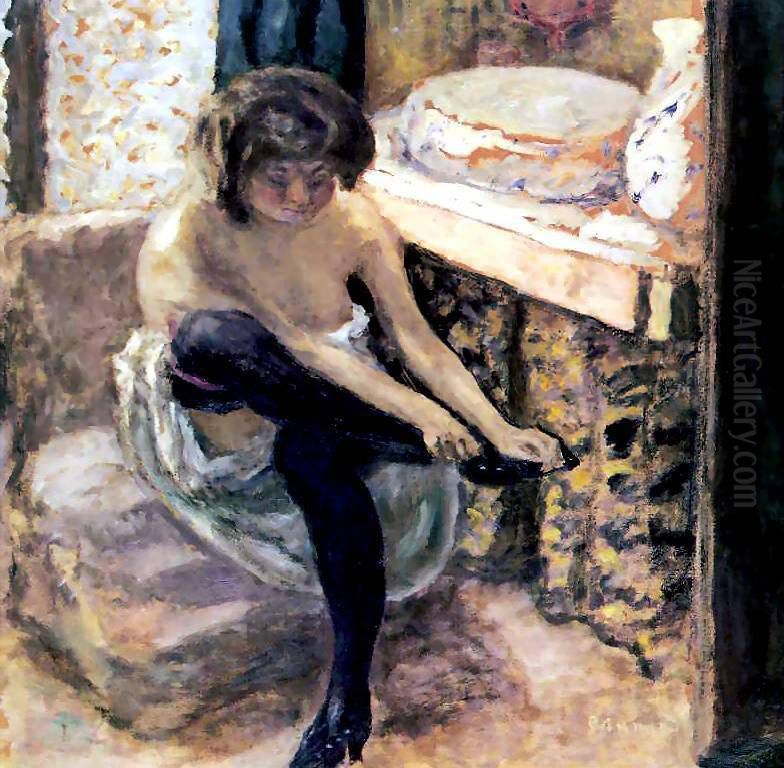 Woman in Black Stockings Oil Painting by Pierre Bonnard