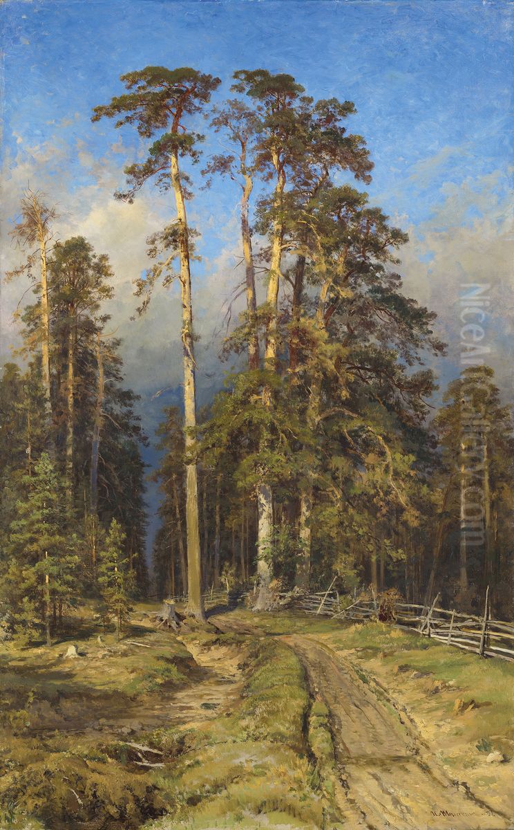 Pine Forest Oil Painting by Ivan Shishkin