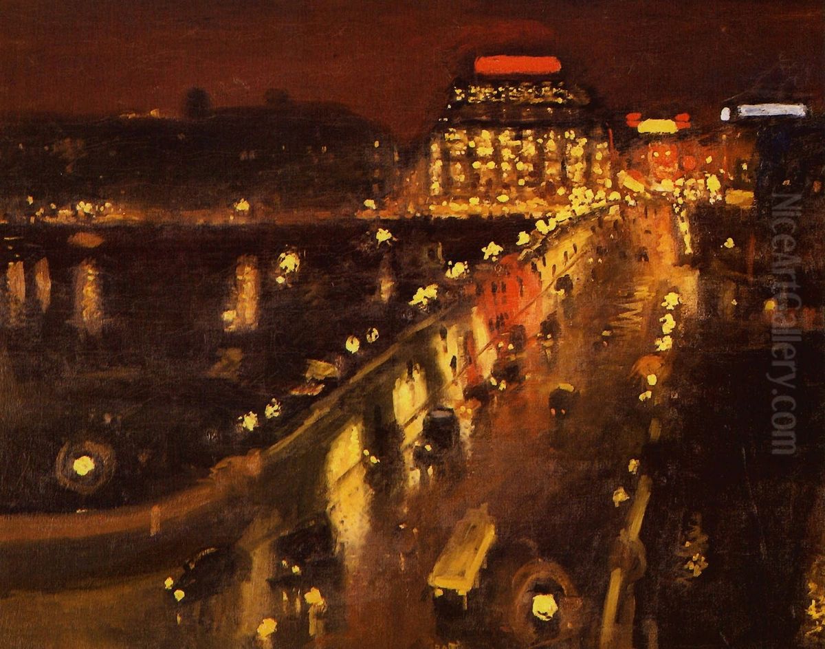 The Pont Neuf and the Samaritaine at night Oil Painting by Albert Marquet