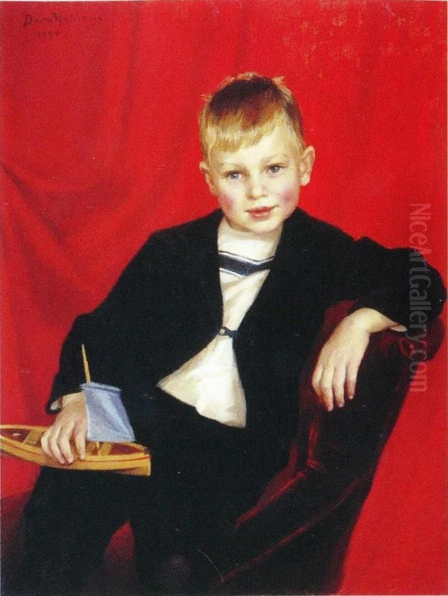 Pojan muotokuva Oil Painting by Dora Wahlroos