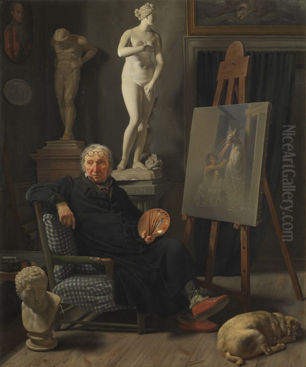 Portraet af maleren C.A. Lorentzen Oil Painting by Martinus Rorbye