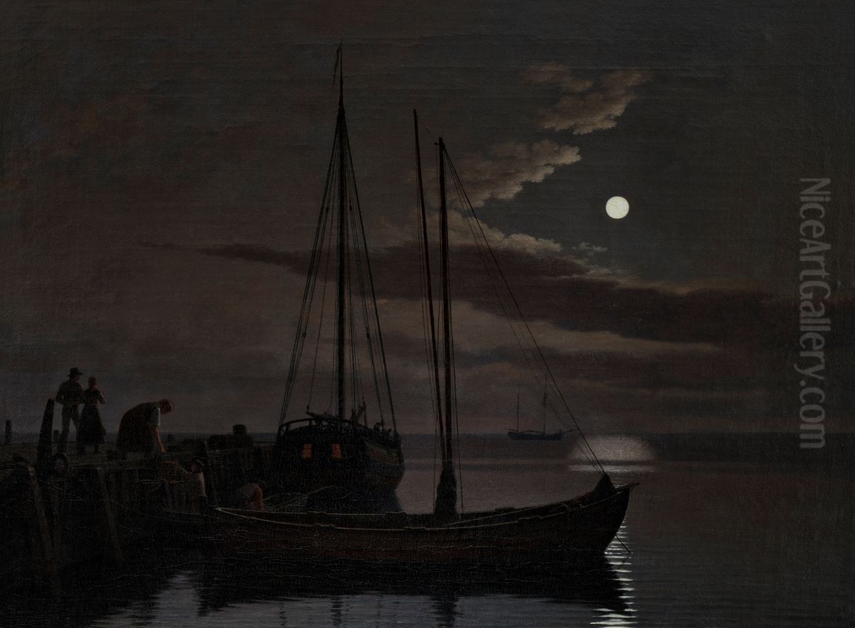 Maneskinsbillede Oil Painting by Christoffer Wilhelm Eckersberg