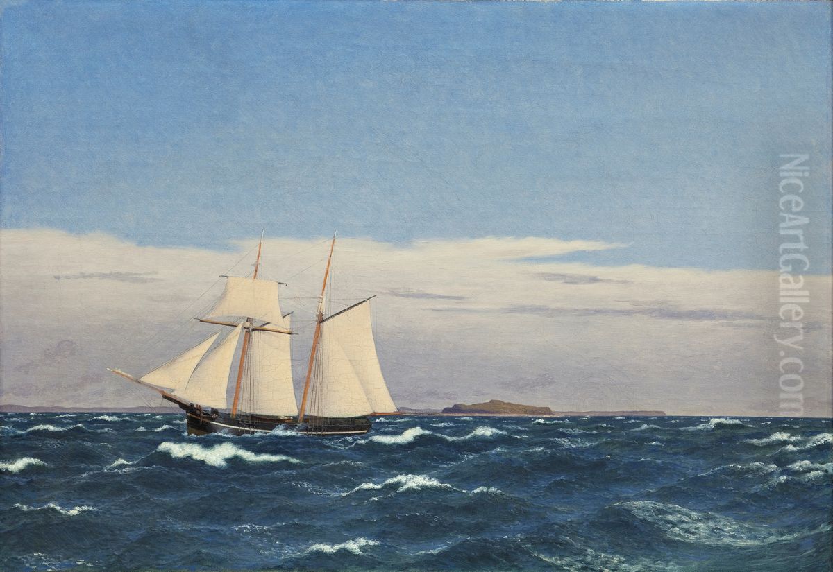 Sostykke med oen Hjelm og den jyske kyst Oil Painting by Christoffer Wilhelm Eckersberg