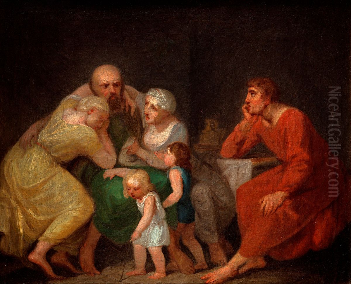 A farewell scene. Oil Painting by Nicolai Abildgaard