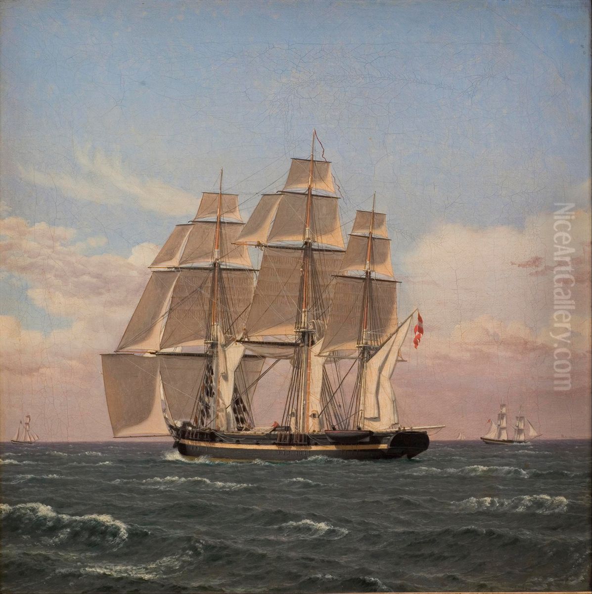 The corvette Najaden under sail Oil Painting by Christoffer Wilhelm Eckersberg