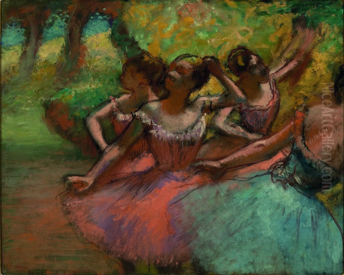Quatro Bailarinas em Cena Oil Painting by Edgar Degas