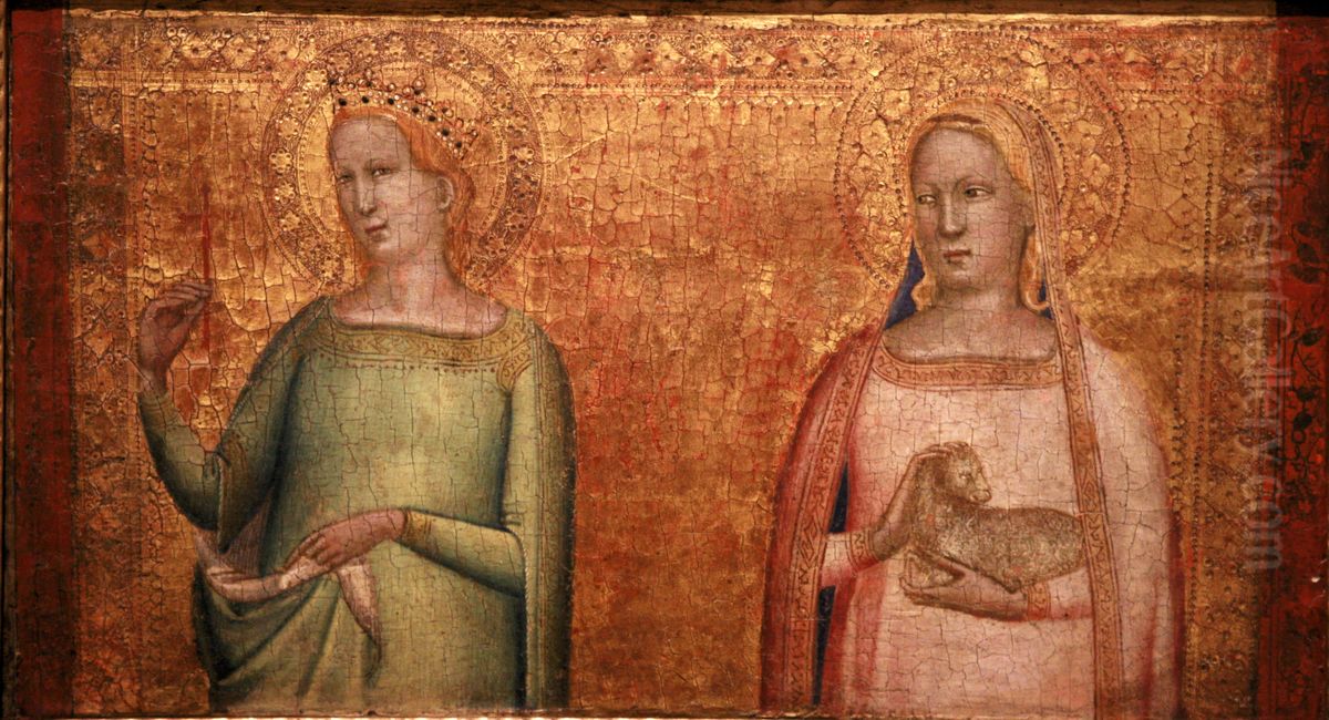 Saint Margret and Saint Agnes Oil Painting by Bernardo Daddi